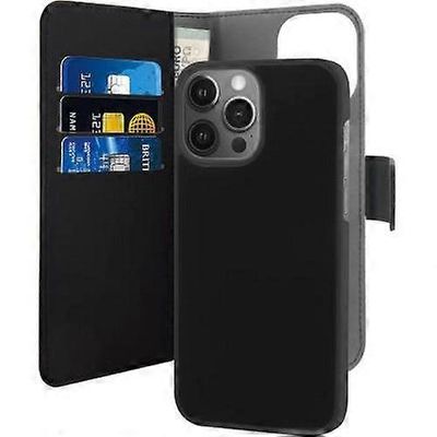 Puro Foliokotelo iPhone 13 Prolle, magneettinen kansi ja kortinpidike Musta