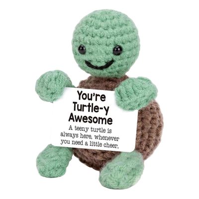 Hauska positiivinen virkattu kilpikonna lahjat Pieni käsintehty virkattu eläinten työpöydän sisustus jäähyväislahjoja varten ainutlaatuinen toimist...