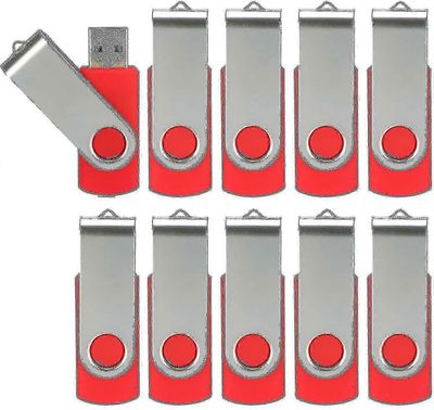 10 kpl USB-muistitikkuja, USB 2.0 -muistitikku, irtopakkaus, kääntyvä, taittuva, muistitikku, Jump Drive, Zip-asema 10 pakkaus punainen 8GB