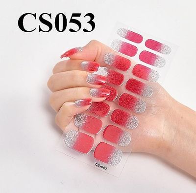 16 stykker / ark Fuld dækning indpakket neglelak sticker strimler Nail Art Dekoration Solid Color CSO53 3pcs