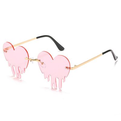Liltop Unisex Fashion Heart Solbriller Sjov Fest Rimless Shades Førerbriller Pink
