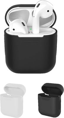 AIR Beskyttelsesdæksler, der er kompatible med Apple AirPods Case 2-Pack (sort og gennemsigtig)