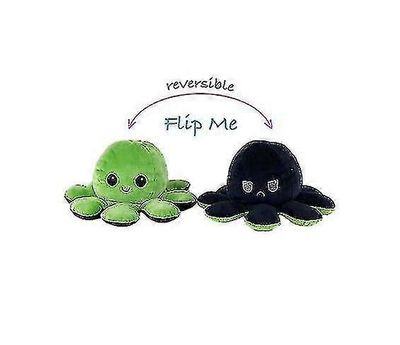 Käännettävä Octopus Plushie kaksipuolinen Flip Doll Show Mood Toy M VIHREÄ MUSTA