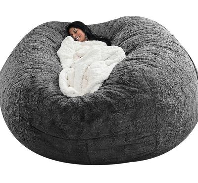 Lat sofa bønnepose kunstig pelsbønnepose bønnesofa jb51-3 mørk grå 135cm*65cm
