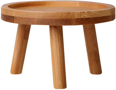 Linkrunning Træ blomsterpottestativ - høj skammel til altan - rund hylde til indendørs og udendørs (8x8x7cm) Som vist 8.5*8.5*7cm