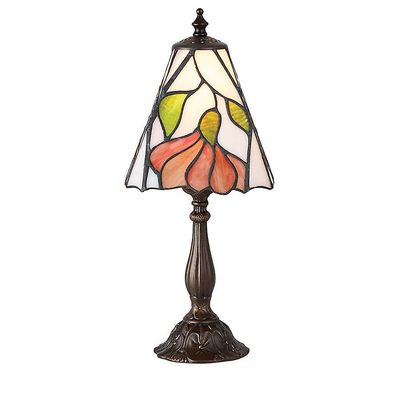 Interiors 1900 Lighting Botanica 1 lys lille bordlampe Mørk bronze, Tiffany Glas, E14
