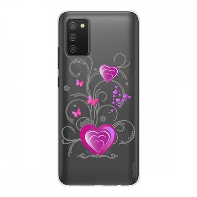 Crazy Kase Cover Til Samsung Galaxy A02s Soft Silicone 1 Mm, hjerte og sommerfugl