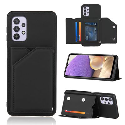 Gangxun Sag Til Samsung Galaxy A32 5g Vintage Cuir Cover Læderetui Kofanger - Noir