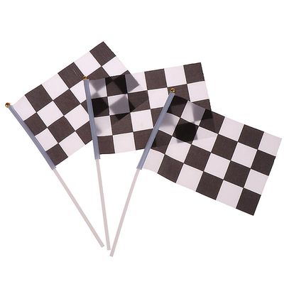 Unbrand 10pcs svart og hvit firkantet hånd flagg racer vifter flagg racing flagg bil flagg bil flagg
