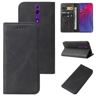 OPPO Reno Z magneettinen suljettava nahkainen puhelinkotelo Musta