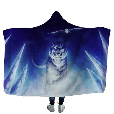 Handuo Super Blød fuld / dronning Størrelse Fleece Sherpa hætteklædte tæppe (mønster valgfrit) pattern23