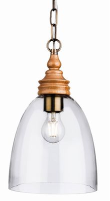 Firstlight Lighting Komet 1 lys kuppel loft vedhæng Naturtræ med klart glas, E27