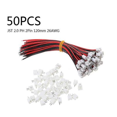 50 sarjaa Mini Micro Jst 2.0 Ph 2-nastainen liitin pistoke johdoilla kaapelit 120mm 26awg
