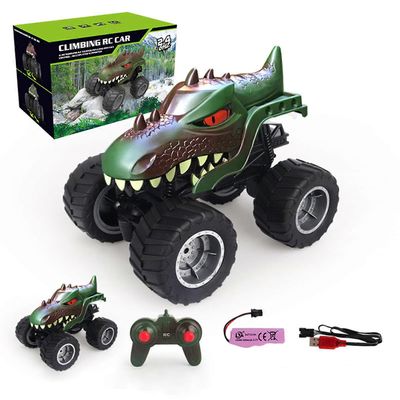 Dinosaurus kaukosäädin auto lelu neliveto drift RC temppuautot lelu syntymäpäivälahja pojille lapsille Vihreä