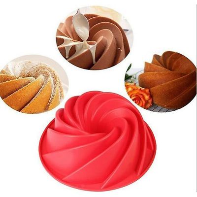 unbrand Spiral Bageform Sukker Cookie Mold Silikone Mold Cake Mold Lilla/rød Flerfarvet Spiral Cake Mould Hollow Chiffon Silikone Cake Mould Bageforme