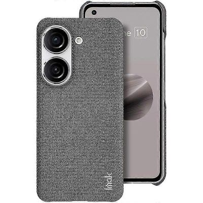 Asus Zenfone 9 5G / Zenfone 10 5G kangas tekstuuri puhelinkotelo Pu nahkapäällysteinen PC-kansi Tummanharmaa
