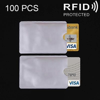 100 kpl alumiinifoliokortin suojakotelo RFID-estävä turvakilpi identiteettihihat korttilaukku, koko: 9,1 * 6,3cm