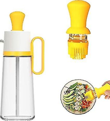 Tianzun Öljyannostelijapullo, 2 in 1 annostelija silikoniharjalla keittiöön, 19oz / 550ml lasinen oliiviöljypullo ruoanlaittoon, oliiviöljy / etikk...