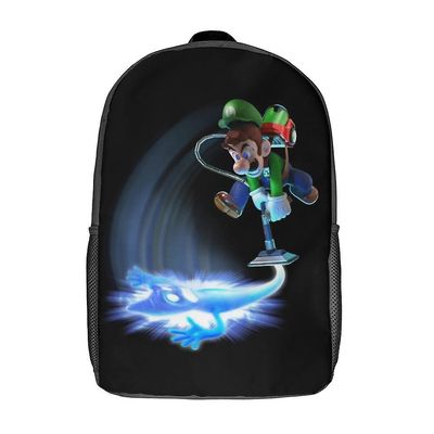 Luigi's Mansion School -reppu olkalaukku 17 tuuman rento päiväreppu opiskelijakirjalaukku kevyet kannettavan tietokoneen reput 16.1 X 11.8 X 4.5inches
