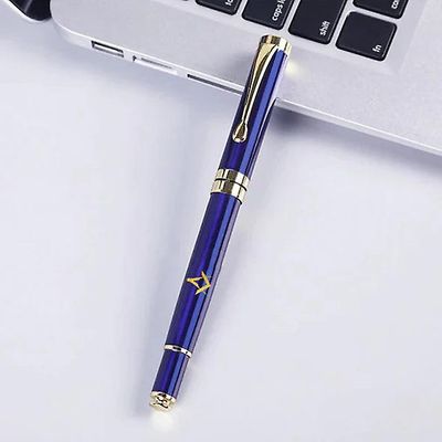 Bricks Masons Gratis gravering metal signatur frimurerisk orb pen - (flere farver / bilag) Blå