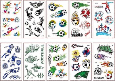 30 arkkia Jalkapallo Väliaikaiset tatuoinnit miehille Naiset Tytöt Pojat Jalkapallo Fanit, Jalkapallo Siirtotatuoinnit Vartalotarrat Kasvotatuoinni...