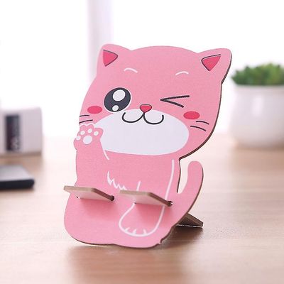 Træ farve udskrivning Desktop Cute Cartoon Animal Lazy mobiltelefon beslag Pulver plutus kat