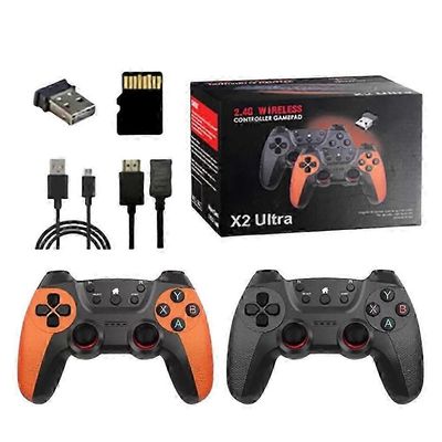 128 Gt X2 Ultra Game Stick 4K, Retro Stick 21 emulaattorilla, 35K+ pelit ja 2 langatonta ohjainta