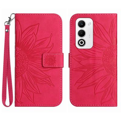 Oppo A5 5G -kotelolle Sunflower Imprint nahkainen lompakon puhelimen kansi rannehihnalla Monivärinen Rose