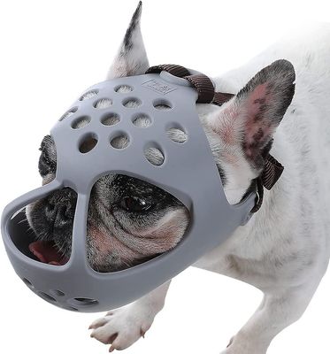 Frusde Koiran kuono lyhyille kuonokoirille, pehmeä silikoni hengittävä bulldog-kuono puremiseen, pureskeluun, nuolemiseen, ihanteellinen litteäkasv...