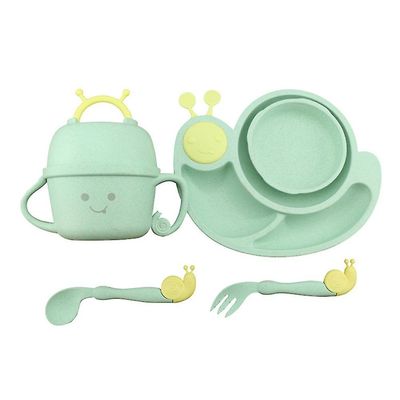 6st / set Tecknad snigelmatningsskål Baby Bowl med skedgaffel matbestick Barn Träningsrätter Matbehållare