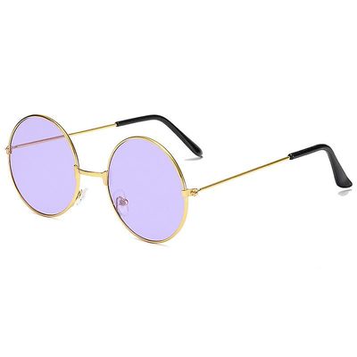 Linaja Vintage runde John Lennon polariserede solbriller til mænd Kvinder Cirkel Hippie solbriller Lilla K gold frame