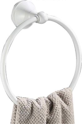 Messinkinen pyöreä pyyherengas seinälle ripustettavalle kylpypyyhkeelle Kylpyhuoneen pyyhepidike, valkoinen