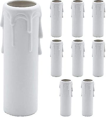 10 kpl kynttilän tiputusholkit valkoiset muoviset kynttilänpäälliset putket holkit valoille kattokruunu seinävalaisin 25x100MM