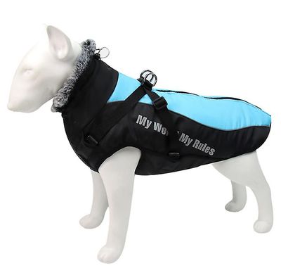 Yunshu Pet Tøj Hund Vinter Varm Jakke Vindtæt Nat Reflekterende Fleece Vest BLÅ L