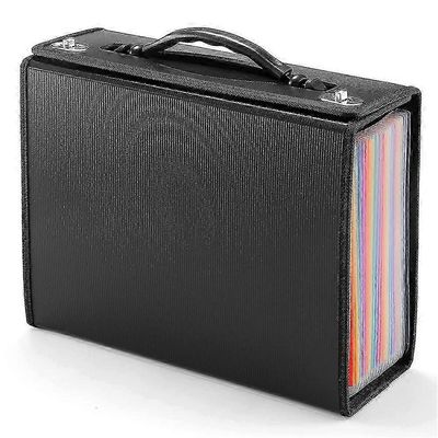24 taskua laajeneva tiedostokansio Accordian File Organizer, muovinen paperi Asiakirjakuittien järjestäjä -X Musta