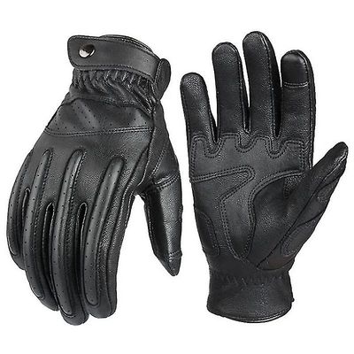 Mænds Full Finger Gedeskind Touch Screen Motorcykel handsker SORT xl