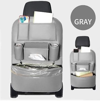 Lauwodun Bil Garbage Bags Læder hængende bil opbevaringsposer Seat Back Tasker grå