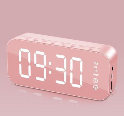 Mikasa Multifunktionel led digitalt vækkeur, Bluetooth-højttaler, stationær, lysende elektronisk musik ved sengen Pink