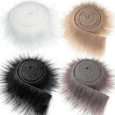 1,5m Faux Fur Ribbon Tapes Trim Fabric Roll Muhkea turkisraita Pitkä muhkea turkiskangas Pörröinen koristelu DIY-käsityöt talvipukuun Khaki 1.5M