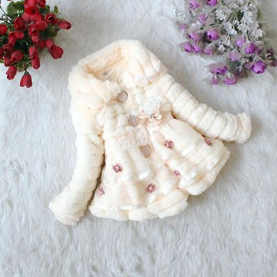 Liltop Piger Winter Warm Coat Faux Fur Jacket Outwear Til 1-9 år Kids Gul 2-3 Years