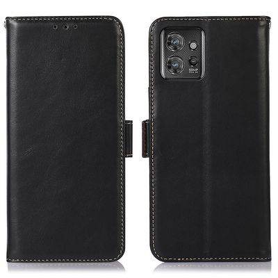 Motorola ThinkPhone 5G -puhelimen kansi Aito lehmännahkakotelo jalustalompakolla Musta Style A Motorola ThinkPhone 5G