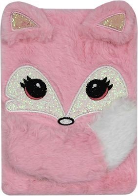 Ubiuo Lovely Dyr Notatbok Barn Plysj Dagbok For Jenter Tenåringer Fuzzy Journal Skriveblokk A5 Foret 160 Sider Rosa Fox 8.5 x 6.1 x 1.14 inches