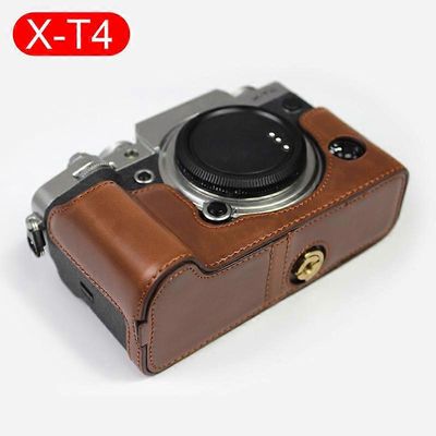 Nahkasuojainen puolikaskotelo Fuji Fujifilm X-T1 X-T2 X-T3 X-t4 XT1 XT2 XT3 XT4 -kameralle XT4 Kahvi