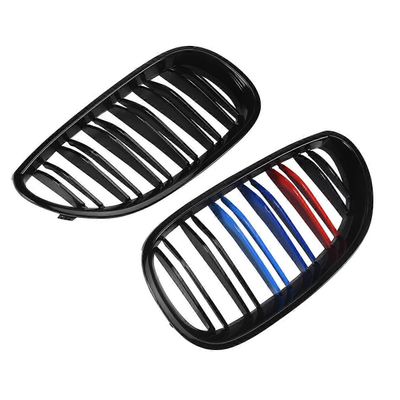 Auton kiiltävä musta etukonepelti munuainen Double Line Grill Mesh Sport Racing Grillit BMW E60 E61 5 -sarjalle