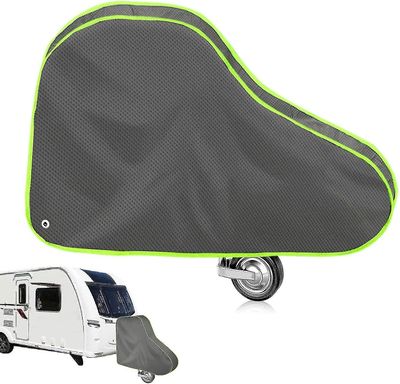 Starlight-drawbar Cover - For campingvogn og tilhenger - Med grønne reflekterende striper og lås (grå, 1 stk)