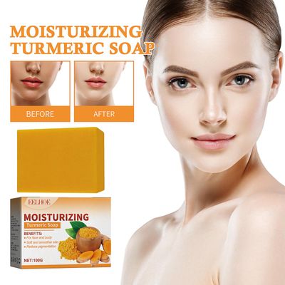 Flye Gurkemeie Soap Bar For Face &; Body - Natural Turmeric Skin Bar - Gurkemeie Face Soap reduserer, blekner huden Gul