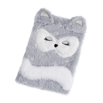 Pehmoinen muistikirja, ihastuttava muistikirja, pörröinen muistikirja, opiskelijoiden paperitavarat, sarjakuvatyttölahja Harmaa 21.5X14.8X2CM