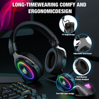 Onikuma X10 gaming headset kompatibel med Ps4 Ps5 Xbox Switch svart + sølv