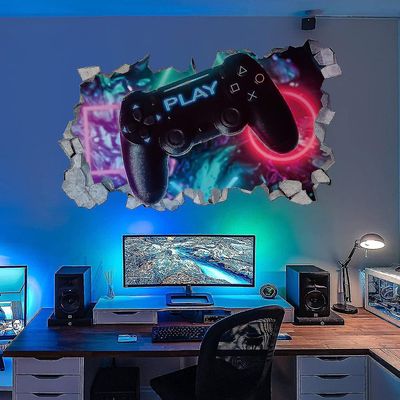 Blackp 3d gamer vegg klistremerker, gamer plakat veggdekorasjon, gutt soverom vegg klistremerke, moderne stue dekorasjon vegg klistremerker, gutt d...