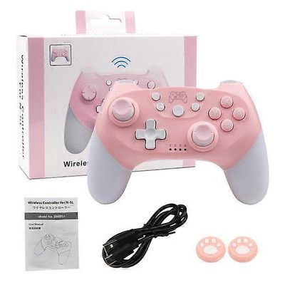 Langaton peliohjain Switch Pro Litelle, Oled-konsolille, peliohjain, joystick PC:lle, peliohjain ohjelmoinnilla ja tärinällä Vaaleanpunainen